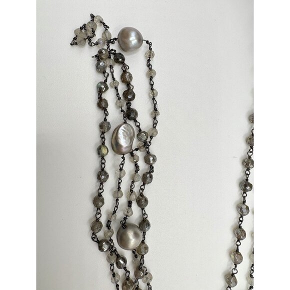 Chan Luu Sterling Silver 925 Mixed Pearls Beaded Long Necklace Boho 44.4g - Picture 4 of 7